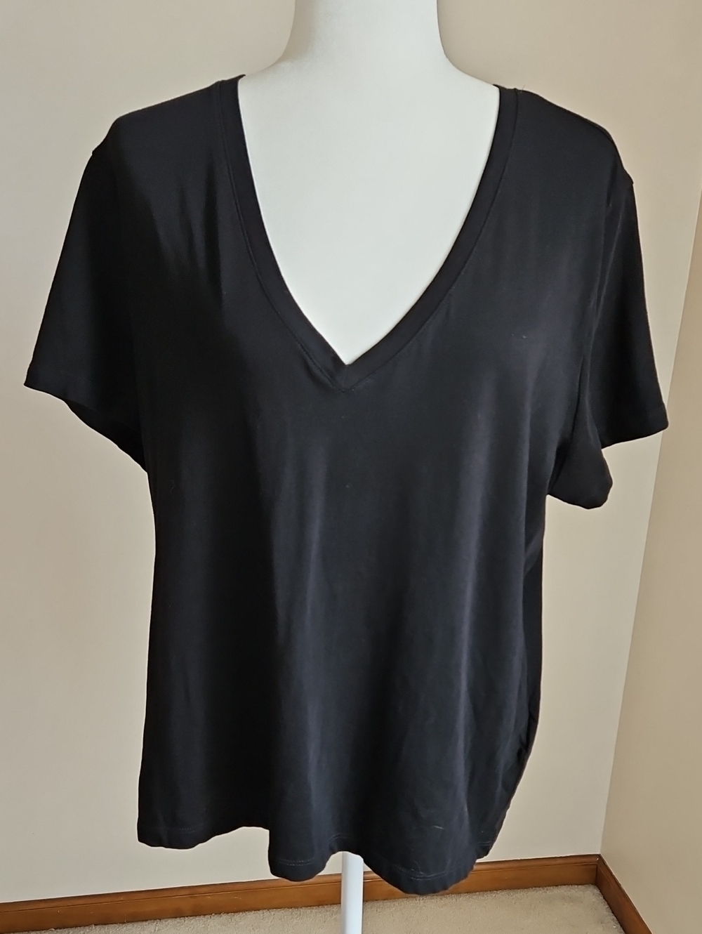 Madewell Softfade Cotton Short Sleeve V   Neck Tee XXL Black 2025 Stretch Basic